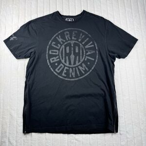 Rock Revival Canoas T-Shirt Men's 2XL Black Graphic Print Double Side Zipper
